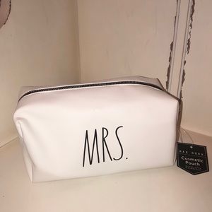 Rae Dunn cosmetic pouch Makeup bag Mrs NWT white